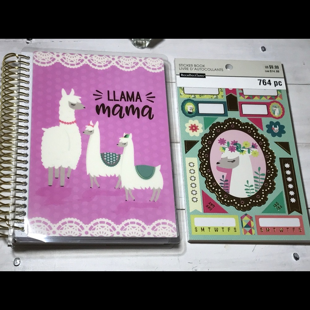 SOLD Llama undated mini planner and sticker book